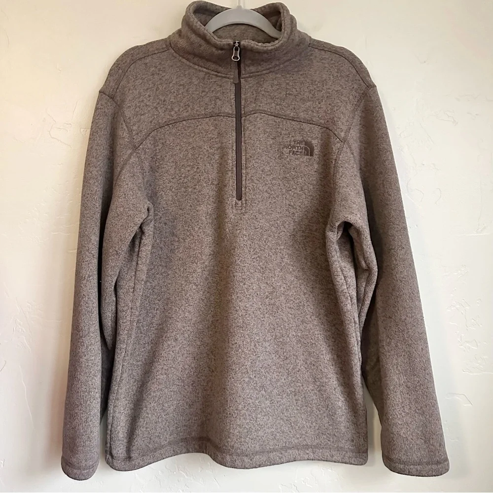 The North Face Men's Gray 1/4 Zip-Up Fleece Pullover Jacket Large EUC Cabincore